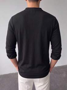 ZYNTH BALENO Men's Fashion Slim Fit Henley Collar Long Sleeve T-Shirt, Suitable For Gym, Running, Hiking Sports Black - Black - View 7