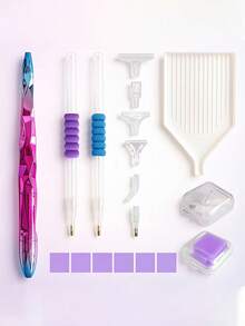 Diamond Painting Tool Set, Includes Ergonomic Pen Holder, Wax Pad And Storage Tray, Suitable For 5D Handmade Projects, Ideal For Adult Home Crafts, Includes Multiple Brushes And Accessories - A - View 7