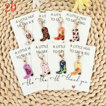 8pcs Personalized Denim Boot Keychains With Thank You Cards - Fashionable Accessory Keychains For Keys, Handbag Charms, Thoughtful Gift For Friends - Multicolor - View 2