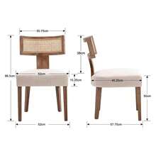WAHSON OFFICE CHAIRS Kitchen Dining Chairs Wooden Set Of 2 Upholstered Side Chairs Armless With Rattan Backrest - Beis - Ver 3