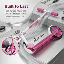 Foldable Outdoor Small Scooter, Adjustable Handlebars & Mudguards, 80kg Max Load, Smooth Ride For Daily Outdoor Activities, Great Gift For Outdoor Enthusiasts & Casual Riders - Pink - View 3