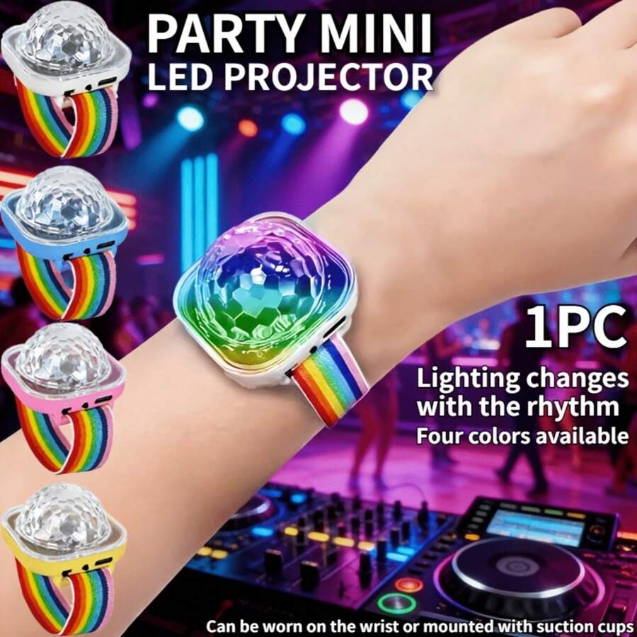 RGB Disco Wristband Light - Color-Changing LED, Vibrant Color Shifts, USB Rechargeable, Magic Ball RGB Colorful Light, Suitable For Party Decoration, Home Dancing, Karaoke, Birthday, Wedding Decoration, Family Gathering, Holiday Leisure Entertainment Atmosphere Light - Multicolor - View 1