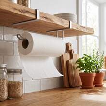 KIWI Grey 34.5cm Kitchen Roll Holder For Hanging On Shelf Or Cabinet Door, Anti-Corrosion Metal Kitchen Paper Holder, Compact Organizer For Kitchen And Pantry - 掛灰 - 查看 1