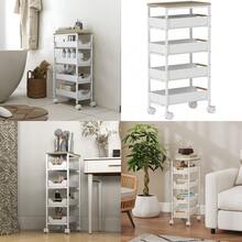 5-Tier Storage Trolley On Wheels - White - T0001-01-3571 - View 2