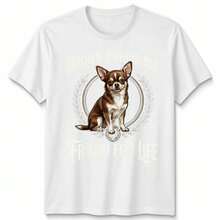 Vintage Brown Chihuahua "Friend For Life" Graphic Unisex T-Shirt, Cute Dog Print, Crew Neck, Short Sleeve, Casual Summer Top - White - View 1