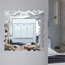 4pcs 15x15cm Switch Wall Stickers, Mirror Style Frame Design - Self-Adhesive Stickers, Suitable For Home Decor, Living Room, Shop, Bedroom Wall Decoration - Multicolor - View 5