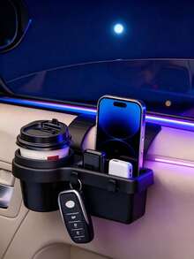 Multifunctional Car Storage Box With Cup Holder, Beverage Holder, Side Door Window Phone Slot And Hanging Storage Rack - Durable ABS Material, Easy Installation, Space-Saving Design - Multicolor - View 5