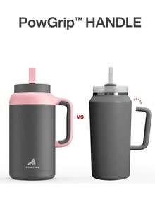Powcan 64oz Insulated Mug With Handle, 2-In-1 Straw Lid, Keeps Cold Drinks Cold For 36 Hours, Dishwasher , Leak-Proof, Non-Slip Base, Stainless Steel Insulated Water Cup, Suitable For Home, Office And Gym - Black Powder - View 6