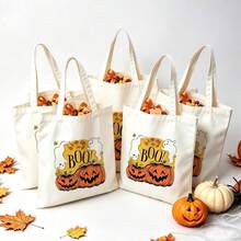 1/5/10pcs Cute Pumpkin Ghost Skeleton Bat Spider Black Cat Little Devil Lantern Pattern Halloween Theme Reusable Fabric Tote Shopping Bags Trick Or Treat Bags, Small Batch Multi-Piece Set Trick Or Treat Bags Storage Bags, Essential Halloween Shopping Gift Packaging Bags, Suitable For Christmas Decoration Indoor Outdoor Yard Garden Lawn Entrance Small Gifts, Essential Halloween Party Small Gift Storage Bags Gift Bags - Multicolor - View 66