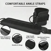 Fitness Ankle Straps For Cable Machines, 2 Pack Comfortable Adjustable Padded Ankle Wrist Cuffs, Kickback Glute Workouts For Men Women - Black - View 4