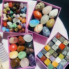 1pc Natural Crystal Mini Egg Box, Crystal Cube, Pyrite, Clear Quartz Cluster, Crystal Mushroom, Jade Decorative Gift Box - Multicolor - View 1