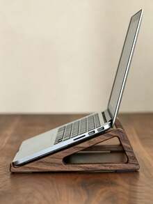 Wooden Laptop Desk Stand, Portable Detachable Walnut Wood Laptop Riser, 12° Ergonomic Laptop Stand With Ventilation And Heat Dissipation, Foldable, Suitable For All Laptops - 1 Piece - View 3