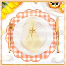 20/50Pcs 13.5 Inch Fan-Shaped Plaid Disposable Placemats, Suitable For Table Setting, Event Party, Wedding, Wedding Banquet, Birthday Decoration, 4 Colors Available - View 11