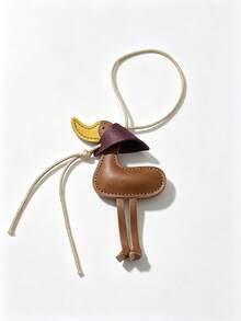 1pc Lucky Yellow Duck Keychain, Genuine Leather PU Material, Handmade, Cute Cartoon, Car Key Ring, Bag Pendant, Gift For Female Friends And Sisters - Multicolor - View 17