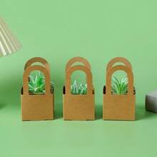 10/25/Pcs Succulent Packaging Bags Gift Boxes,Mini Square Kraft Paper Baskets With Handles, Suitable For Plants, Candies, Weddings, Bridal Showers, Parties And Other Events As Guest Favors.Packaging Bags. 50pcs(25 Bags +25 Ropes) - Multicolor - View 9