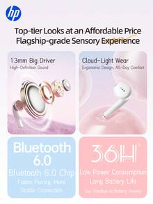 Earbud Nirkabel Bluetooth 5.3 HP dengan Mikrofon, Waktu Putar 30 Jam, Pemasangan Otomatis, Pengisian Cepat USB-C, Kompatibel dengan iPhone dan Android, Cocok untuk Kebugaran, Bermain Game, Musik, Hadiah Liburan Natal - View 3