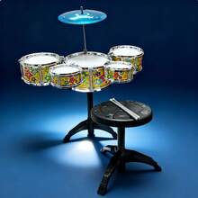 Musical Instrument, Suitable For Beginners And Drumming Enthusiasts, Drum Set Model, Percussion Instrument, Toy Drum Set, Musical Toy, Gift For Boys And Girls, Birthday Gift, Entertainment Instrument, Yellow, Black, Pink - Multicolor - View 14