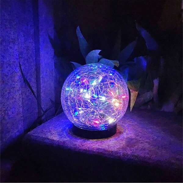 Lampu Taman Bola Kaca Tenaga Surya yang Berubah Warna, Lampu Bola Kaca Retak Tenaga Surya, Lampu Bola Tenaga Surya Luar Ruangan, Cocok untuk Dekorasi Luar Ruangan, Teras, Halaman, Taman, Dekorasi Halaman Belakang
