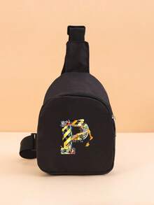 1PC Toddler A-Z Tool Letter Print Chest Bag, Adjustable Shoulder Strap Comfortable Crossbody Bag, Suitable For Toddlers Daily School, Outings And Casual Wear - Black - View 27