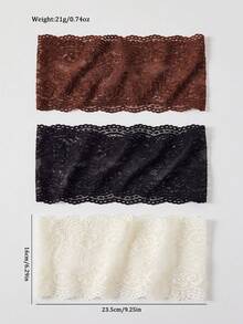 3件組時尚女款蕾絲花卉印花柔軟防滑髮箍，彈性瑜伽運動髮飾，適合日常穿著與多種場合 - 彩色 - 查看 11