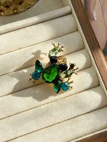1 pieza Broche de rana con strass personalizado y creativo, adecuado para fiestas, uso en vacaciones, también como regalo para mejores amigos - Verde - Ver 2