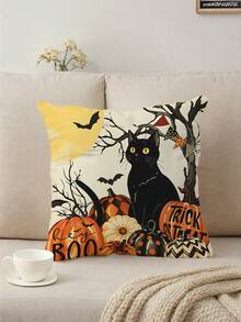 4pcs Pumpkin & Maple Leaf Pattern Single-Sided Printed Pillow Covers (Without Pillow Inserts) Home Decor Sofa Throw Pillow Covers Bedroom Bed Head Pillow Car Cushion Covers Room Decor - Multicolor - View 3