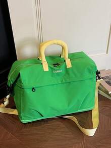 Korean Style Casual Large Capacity Colorblock Dopamine Water-Resistant Minimalist Durable Travel Bag With Luggage Strap Sleeve, Adjustable Wide Long Shoulder Strap, Expandable, Business Trip Short Trip Bag, One Shoulder Crossbody Gym Yoga Bag, Student Dorm Shopping Grocery Mommy Maternity Storage Bag, Fresh Sweet Feminine Versatile Portable Women's Travel Bag - Multicolor - View 14