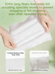 U.Style Extra-Thick And Extra-Wide Dotted-Pattern Face Towel 160 Count, Bamboo Fiber Material Skin-Friendly Facial Cleansing Cloth, Soft & Skin Friendly Face Towelettes Disposable, Facial Tissue Wipes For Women Cleansing - White - View 6