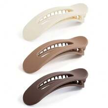 3pcs Large Flat Alligator Hair Clips, Matte Strong Grip Non-Slip Hair Clips, Designed For Thick Hair With Neutral Tones, Suitable For Women's Daily Wear, Skincare And Makeup - Multi-color - View 10