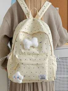 1/5pcs Girls Polka Dot Bow Backpack, Cute Fresh Highly Attractive, Versatile Student Bag, Suitable For Daily Use, School And Casual Outings, Lightweight Fashionable Shoulder Bag - Multiple Styles - View 11