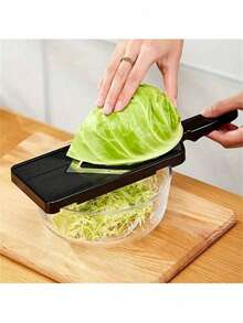 1pc Manual Cabbage Slicer - Multi-Functional Vegetable Chopper And Grinder, Stainless Steel Blades, Can Chop And Shred Cabbage, Leafy Greens, Cucumber, Onion, Carrot, Potato And Other Vegetable Ingredients. Kitchen Slicing Tool For Making Salads And Vegetables - Black - View 6