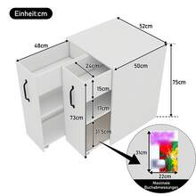 =N880P313969W Small Wheeled Bookcase 52x50x75cm – With Shelves And Drawers, Reversible Left/Right Configuration, Fully Extendable Single Module, With Anti-Tip Protection, Nightstand - White - View 12