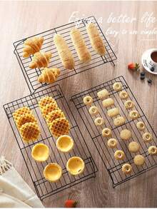 1/2/3pcs Baking Cooling Rack, Carbon Steel Wire Cookie Cooling Rack, Multi-Layer Stackable Cookie Rack, Suitable For Cakes, Pastries And Fruits, Foldable, Dishwasher (Black), Dessert Cooling Rack, Suitable For Holiday Gifts, Christmas, Halloween, Thanksgiving, Party - Multicolor - View 10