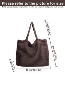 Women's Tote Bag, Back To School Crochet Woven Bag, Large Women's Handbag, Women's Knitted Shoulder Bag, Crochet Woven Bag, Girls' Crochet Woven Bag, Summer Beach Tote Bag, Large Capacity Student Summer Tote Bag, Women's Beach Sand-Proof Knitted Shoulder Bag, Vintage Hollow Floral Decor Supermarket Shopping Handbag - Coffee - View 6
