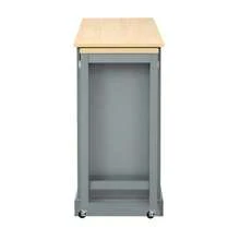 Kitchen Island On Wheels, Kitchen Island With Retractable Dining Space, Spice Rack And Drawers, Mobile Freestanding Kitchen Island, Ideal For Kitchen And Dining Room (Grey) - 灰色 - 查看 9