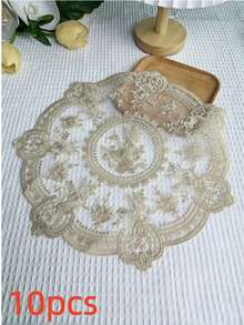 1/10pcs Hollow Vintage Lace Tablecloth With Crochet Floral Pattern - Perfect For Heat Resistance, Air Fryer Dust Cover And Home Decor Bohemian Lace Tablecloth Placemats - Multicolor - View 14