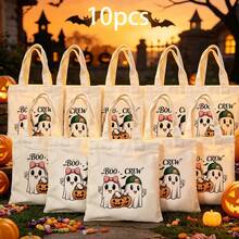 1/5/10pcs Cute Pumpkin Ghost Skeleton Bat Spider Black Cat Little Devil Lantern Pattern Halloween Theme Reusable Fabric Tote Shopping Bags Trick Or Treat Bags, Small Batch Multi-Piece Set Trick Or Treat Bags Storage Bags, Essential Halloween Shopping Gift Packaging Bags, Suitable For Christmas Decoration Indoor Outdoor Yard Garden Lawn Entrance Small Gifts, Essential Halloween Party Small Gift Storage Bags Gift Bags - Multicolor - View 59