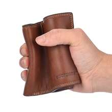 Men Horizontal Bi-Fold Wallet Smooth Faux Leather Printed Letter Multi Slot Driver License Compact Daily Office Travel Pocket Purse - Deep Coffee - View 3