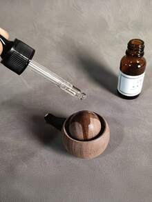 1pc Original Handmade Car Air Vent Diffuser, Small Round Egg-Shaped Natural Black Walnut Wood Aromatherapy Diffuser, Car Air Vent Essential Oil Diffuser, Unscented - Multi-color - View 2