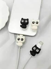 1pc/2pcs Cat Theme Charging Cable Protector, Suitable For Phone Charging Cables, Durable And Tear-Resistant, Perfect Gift For Christmas/New Year/Birthday, Smartphone Charger Accessory, Desktop Cable Organizer, Fun Cable Sleeve - Multicolor - View 8
