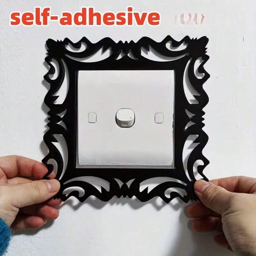 4pcs 15x15cm Switch Wall Stickers, Mirror Style Frame Design - Self-Adhesive Stickers, Suitable For Home Decor, Living Room, Shop, Bedroom Wall Decoration - Multicolor - View 1