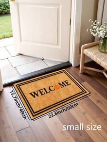 1pc, Autumn Minimalist Pumpkin Welcome Black Frame Pattern Doormat, Seasonal Style Machine Washable Polyester Fiber Mat, Suitable For Indoor, Outdoor, Daily Decoration, All Season Use - Yellow - View 8