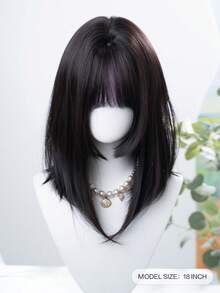 alicegarden 18-Inch Long Synthetic Wig Featuring A Natural Straight Style A Stunning Multicolor. Designed With Bangs , This False Hairpiece Is Perfect For Ms Daily Party Cosplay Use, Offering A Natural And Natural Durable Wig Gift For Ladies. (No Accessories), Halloween - Multicolor - View 1