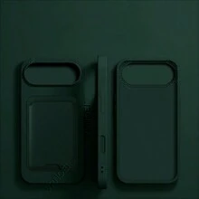 VRNOEI 奢華 3 合 1 吸盤支架卡夾手機殼，相容 iPhone 16 15 11 12 13 14 17 Pro Max Plus 17 AIR，卡槽防摔背蓋配件，相容 Galaxy S26 S25 S24 S22 S21 S23 Ultra 手機殼 - 墨綠色+吸盤+卡包 - 查看 30