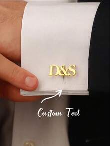 1 Pair Customized Initial Letter Cufflinks For Groom Gold Color Stainless Steel Minimalist Cufflinks Personalized Jewelry Wedding Gifts - Multicolor - View 1