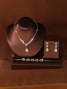 1 Set Zirconia Jewelry, Oval Zirconia Wheat Ear Jewelry Set - Multicolor - View 17