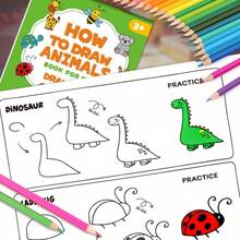 1 Book Children's Step-By-Step Drawing Practice Book, 200+ Interesting Pattern Drawing Learning Exercise Book, Children's Drawing Enthusiast Guide, Beginner Art Education Supplies, Children's Drawing Practice Book, Preschool Kindergarten Drawing Practice - How to Draw - View 5