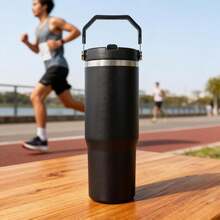30oz Stainless Steel Vacuum Insulated Water Bottle, Straw Cup, Portable Handle, Leak-Proof, Double-Wall Insulation, Keeps Drinks Cold/Hot, Multi-Functional, Suitable For Cold And Hot Beverages, Christmas Gift, Holiday Gift - Multicolor - View 5
