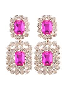 1 Pair Elegant Drooping Green Protein K9 Glass Gemstone Stud Earrings, Gold-Plated Copper Base, Perfect For Daily Wear, Weddings And Parties, Fashion Clip Earrings, Glass Gemstone Earrings, Novel Earrings - Style 1 - View 22