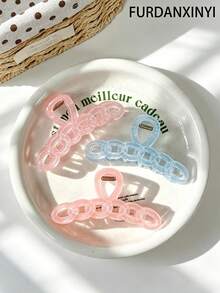 FURDANXINYI 1pc Translucent Chain Hair Clip, Soft And Clear Chain Design Hair Clip, Non-Slip Durable Large Size Women's Daily Styling Hair Accessory, Fashionable Translucent Chain Hair Clip, Suitable For Beautiful And Cute Daily Hairstyles - Multicolor - View 1